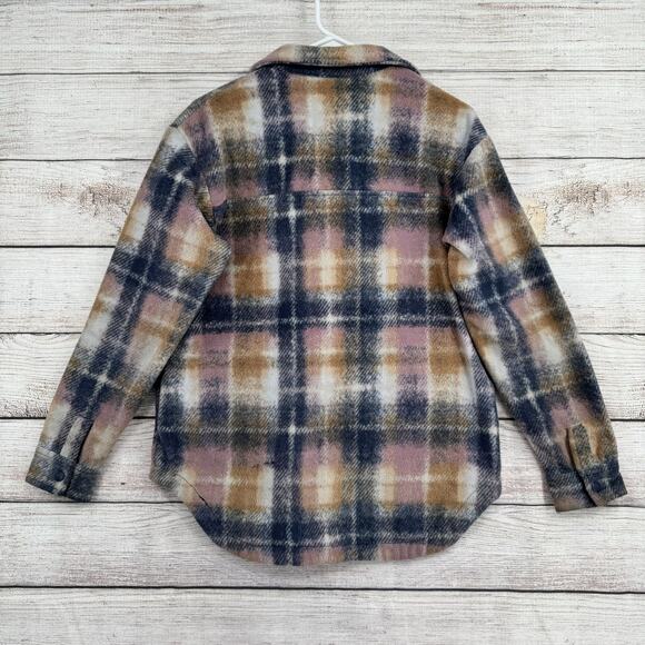 Columbia Jacket Womens Small Pink Brown Plaid Fleece Shacket Outdoors Pockets - Picture 2 of 12